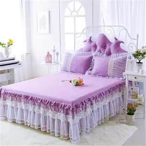 Putri mimpi rok tempat tidur renda tempat tidur kembar lebar ganda ukuran Ratu penuh raja rok tempat tidur set sarung bantal S0386