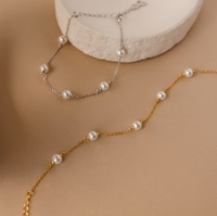 Minimaliste Dainty Pearl Station Bracelet Simple Or Perlé Charme Bracelet À La Mode Bracelets Cadeau pour Les Femmes