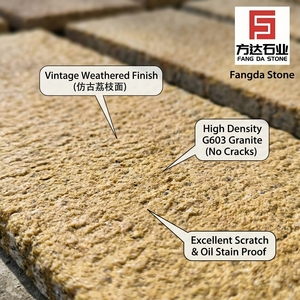 Dalles de pavage en <span class=keywords><strong>granit</strong></span> blanc sésame G603 robustes - Carreaux extérieurs antidérapants pour les allées piétonnes des places municipales - Product Image 2