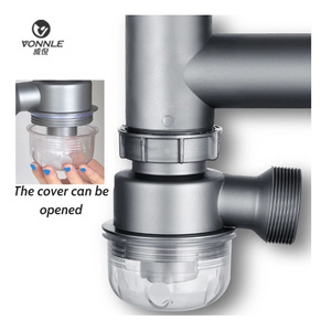 Moderno baño cocina doble cuenco <span class=keywords><strong>fregadero</strong></span> tubo de drenaje a prueba de insectos y a prueba de olores <span class=keywords><strong>fregadero</strong></span> filtro tubo de drenaje <span class=keywords><strong>Kit</strong></span> - Product Image 4