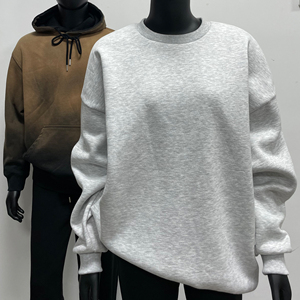 OEM Women's Casual Long <b>Crop</b> <b>Top</b> Pullover Hoodie Crew Neck 50% Cotton 50% Polyester Breathable Eco-Friendly Spring Custom - Product Image 1