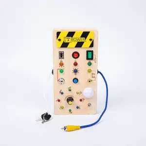 高品质儿童教育玩具电子发光二极管灯婴儿木制感官忙板蒙特梭利幼儿玩具