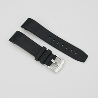 Bracelet de montre SKX007 en caoutchouc vulcanisé noir avec boucle solide, trous de 1,8 mm et 2,5 mm, largeur de 22 mm