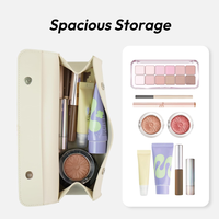 Sac de maquillage élégant en cuir PU pour femmes, sac de toilette portable de voyage, étui pour pinceaux de maquillage, étui pour lunettes de soleil