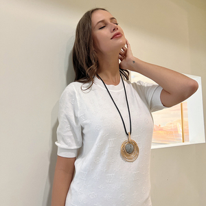 TongLing-joyería de moda hecha a mano para mujer, cadena de cuerda de cera, malla de alambre, forma de bola de metal, colgante, Gargantilla