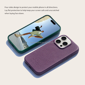 Étui de téléphone de luxe personnalisé en cuir PU magnétique, résistant aux chocs, doublure en microfibre faite à la main pour 14/15/16 <span class=keywords><strong>Pro</strong></span> - Product Image 5
