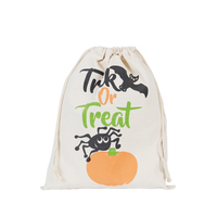 Sac à cordon personnalisé en toile de coton écologique pour Halloween, pochettes à bonbons citrouille pour enfants, vente en gros