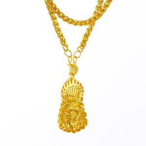 PFT Venta al por mayor de moda unisex, cadena de serpiente de aleación chapada en oro, colgante grande de dragón cuadrado con llama, marca Guanyin Maitreya - Product Image 5