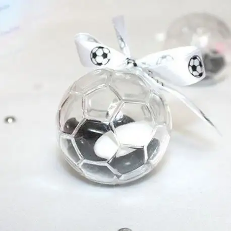 Mini temizle plastik futbol topu futbol keskin Dragees şeker kabı yüzük küpe saklama kutusu vaftiz bebek duş parti dekor