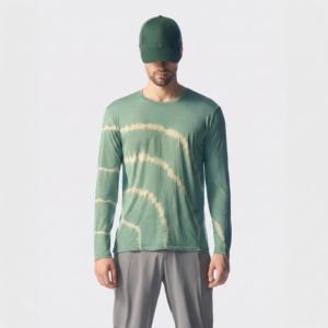 Футболка с длинным рукавом из мериносовой шерсти и тенсела для активного отдыха, антибактериальная, для марафона и трейлраннинга, фиолетово-зеленая - Product Image 3