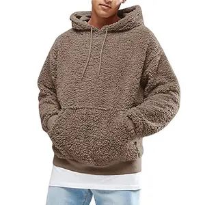 Hoodie Polos Ukuran Besar Kustom Desainer Uniseks Domba Sweter Hijau Limau Jaket Bulu Sweatshirt Ukuran Besar Pria Hoodie Berbulu