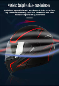 大人気 ドイツDOT規格 モジュラーヘルメット フリップアップ ヘルメット Bluetoothインカム付 モトクロス カーボンファイバーヘルメット - Product Image 5