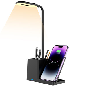 ไฟกลางคืน LED พร้อมที่ชาร์จไร้สาย 15W สำหรับ iPhone Apple พร้อมที่ใส่ปากกา อุปกรณ์จัดระเบียบโต๊ะทำงาน สำนักงาน ขายส่งจำนวนมาก - Product Image 5