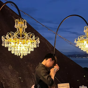 Upgraded Detachable <strong>Gold</strong> LED Crystal <strong>Chandelier</strong> Stand with Adjustable Height and 2-Year Warranty for Wedding Stage Party Events - Product Image 2