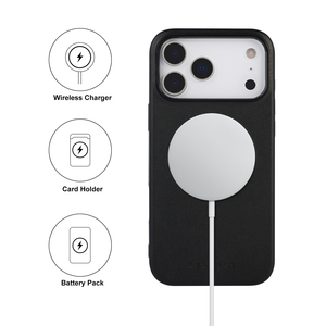 Funda de Cuero PU Premium para <span class=keywords><strong>iPhone</strong></span> 17 16 15 <span class=keywords><strong>14</strong></span> <span class=keywords><strong>Pro</strong></span> Max, Delgada, Desmontable, con Carga Inalámbrica Magnética <span class=keywords><strong>y</strong></span> Ranuras para Tarjetas - Product Image 2