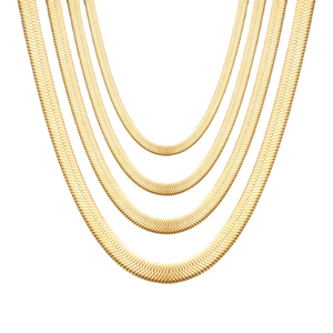 Collana a Catena Serpente Placcata Oro in Acciaio Inossidabile Catena Piatta a Spina di Pesce in Acciaio Inossidabile per Creazione di Gioielli - Product Image 1