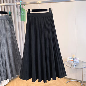 Gonna a trapezio in cotone a vita alta da donna con motivo solido all'ingrosso bellissimo impero lungo traspirante Casual - Product Image 3