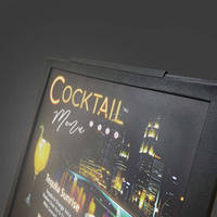 Menu numérique éclairé personnalisé par le fabricant, menu extérieur rechargeable pour restaurant, couverture de menu LED A3
