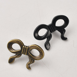 Bowknot Single Hole Handle <b>Black</b> Bronze Metal Cabinet Door Drawer <b>Knob</b> French Style Durable Novelty Shape - Product Image 3