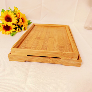 Plateaux de service rectangulaires en bambou et bois Yizhijia, plateau à thé et à pain en bois massif, service de vaisselle pour hôtel, finition naturelle - Product Image 3