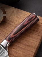 Ensemble de couteaux de cuisine haut de gamme de 10 pièces - Lames en acier inoxydable à motif laser Damas avec manches ergonomiques en bois