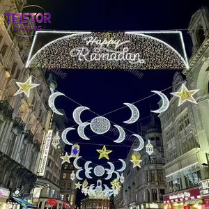 Guirlandes lumineuses de Noël commerciales pour rues, avec motifs étoiles LED, pour allées piétonnes et décorations de fêtes urbaines - Product Image 2