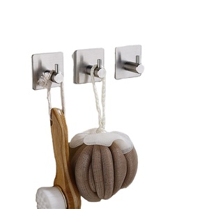 Crochet adhésif en acier inoxydable brossé argenté, design unique pour salle de bain et salon - Product Image 2