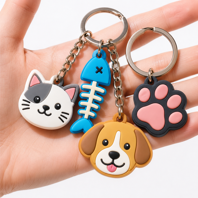 Silicone Keychain Custom Logo Personalized Soft Rubber 3D Keyring Promotional Business Advertising Gifts