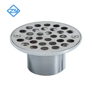 Bathroom Brass Round Chrome Plated Shower Floor Drain with S.S Grid Strainer