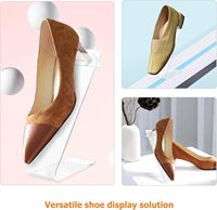 Présentoirs de magasin portables écologiques modernes en forme de L pour la vente au détail, supports pour chaussures à talons hauts, rehausseurs de chaussures en acrylique transparent