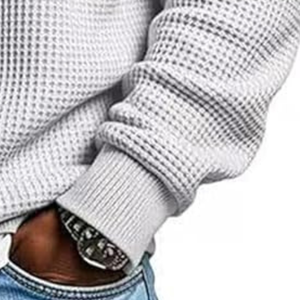 Pull en tricot uni à manches longues pour homme, décontracté, tendance, avec décoration boutonnée, respirant, anti-rétrécissement, coupe-vent, 2025 - Product Image 3