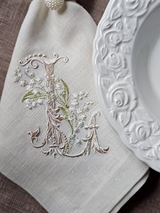 Heetverkochte geborduurde linnen servetten, witte linnen servetten met zoom voor bruiloften - Product Image 4