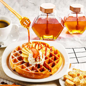 Pots à miel vides en verre, petits pots de stockage de confiture en forme d'hexagone, de 200ml, 300ml, 400ml, 4 pièces - Product Image 6