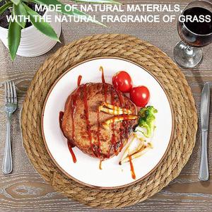 Sets de table ronds en rotin tressé écologiques pour cuisine, dessous de verre tressés pour salle à manger - Product Image 3