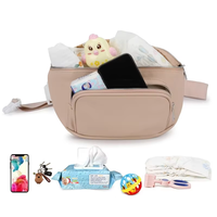 Sac banane tendance et spacieux en PU imperméable avec logo, idéal pour maman et bébé, compagnon portable avec fermeture éclair