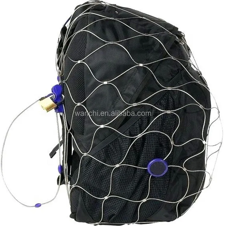 Rvs Flexibele Touw Mesh Bag Anti-Diefstal Rugzak Protector Veilig Slot Netto Voor Tas