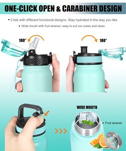 Latest 20oz Double Wall Insulated Vacuum <b>Flasks</b> Gradient Stainless Steel Sport Water <b>Bottle</b> With Straw Custom - Product Image 6