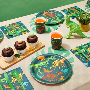 DAMAI - Juego de Vajilla Desechable con Diseño de Dinosaurios, Platos, Servilletas y Vasos de Papel para Fiestas Temáticas de Dinosaurios, Artículos para Fiestas de Cumpleaños - Product Image 3