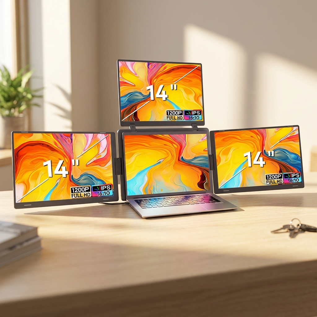 <strong>2026</strong> New Product S780Pro <strong>14</strong> <strong>Inch</strong> IPS Portable Monitor Triple <strong>Screen</strong> Setup with 178 Degree Viewing Angle for Stock Trading