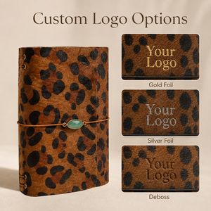 Agenda Personalizzata A5 in Pelle PU con Stampa Leopardata, Copertina Rigida, Tri-Fold, Ricaricabile, con Charm, Etichetta Privata, Regalo alla Moda - Product Image 5