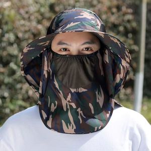 Fulishu <b>Men's</b> Camouflage Fisherman <b>Hat</b> With Full Face Veil <b>Sun</b> Protection Neck Cover Breathable Summer Outdoor <b>Hat</b> - Product Image 2