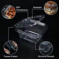 Aangepaste 24Oz Plastic Deli Containers Doorzichtige Huisdier Scharnierende Deksel Container Fraudebestendig Voedsel Container Met Platte Deksel Voor Salade