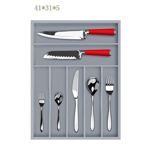 Organizador de cajones para cubiertos, rectangular, 41x31x5 cm, para almacenamiento de vajilla de cocina, bandeja multifuncional de tipo vertical - Product Image 1