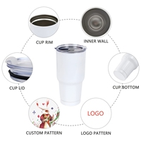 Gobelet de voyage isotherme en acier inoxydable blanc à double paroi de 30 oz, portable, vierge pour sublimation, avec couvercle, vente en gros