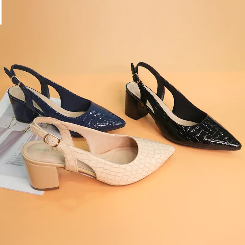 NEW Design Slingback Pointed Toe Dress block Heels Ladies Women Shoes