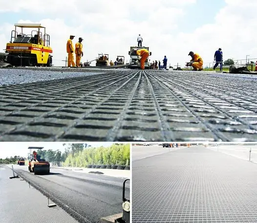 Géogrille en fibre de verre pour la construction de génie civil de murs routiers