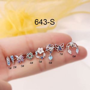 Boucles d'oreilles créoles en acier inoxydable pour femme, motif fleur et étoile, avec zircon cubique, pour piercing hélix, conque, lobe, tragus - Product Image 4