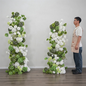 Fondo de flores artificiales, hilera de flores, arreglo de flores, telón de fondo para decoración de bodas - Product Image 1