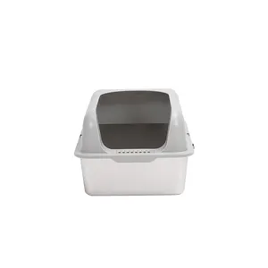 Kotak kotoran kucing Anti bocor baja tahan karat kotak pasir semi-tertutup kapasitas besar Toilet hewan peliharaan dengan sisi tinggi