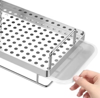 Support de rangement adhésif sans perçage en acier inoxydable chromé pour évier de cuisine, porte-éponge pour évier